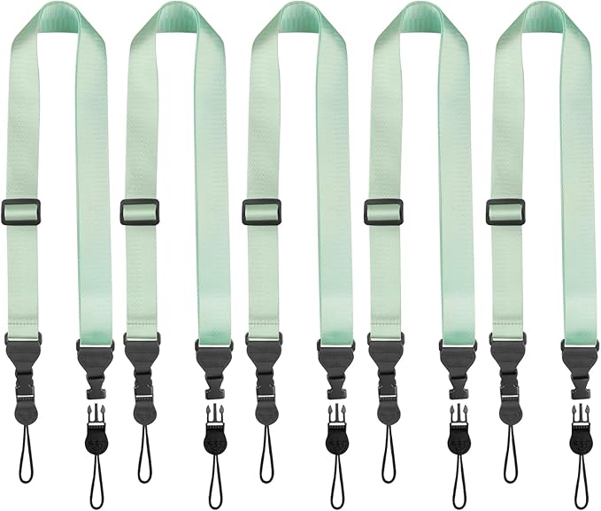 5 Pack Nylon iPad Strap, Adjustable Camera Neck Strap, Comfortable Shoulder Strap for iPad, Cellphone Tablet, Camera, Laptop, Binocular, Luggage Bag(Mint Green Universal Neck Lanyard)