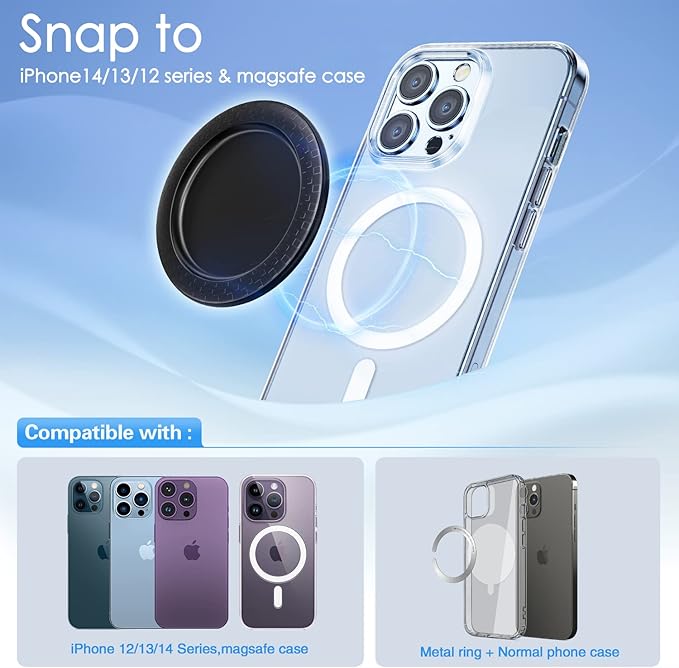 Lendouble Magnetic Disk Base for Magsafe Accessories, Removable Magnet Plate Compatible with iPhone 16/15/14/13/12 Pro Max Mini & Mag Case, Non Adhesive Mag Safe Disc for P-Socket Grip/Ring Holder