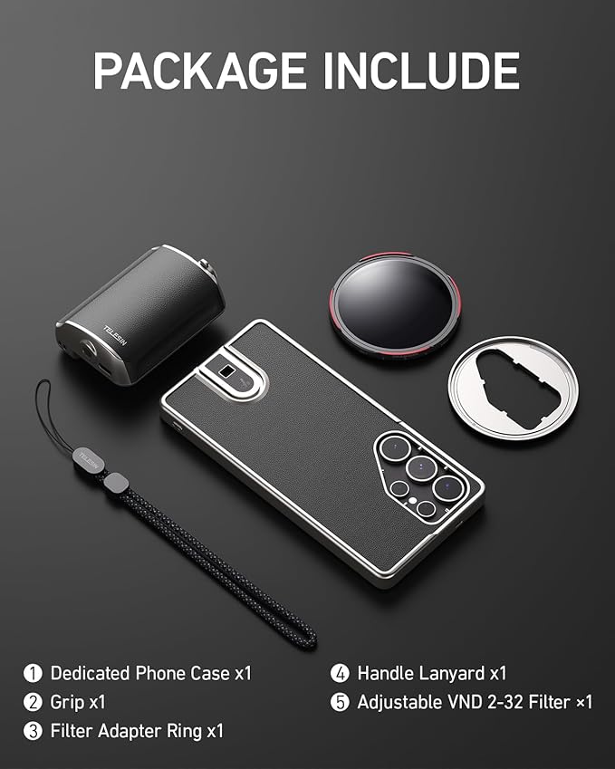TELESIN Fun Shot Mastergrip Phone Camera Grip Photography Kit (Grip + Phone Case + 67mm VND Filter Lens) for Samsung Galaxy S25 Ultra, Comfort Ergonomic Professional Master Handle Holder