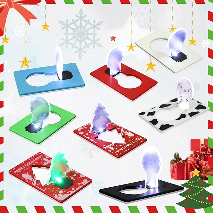 Credit Card Lights, Mini Portable Led Pocket Lamps Light Foldable Wallet Purse Lamps for Christmas Gift Party Favors, 10 pcs Multicolor Card White Color Light