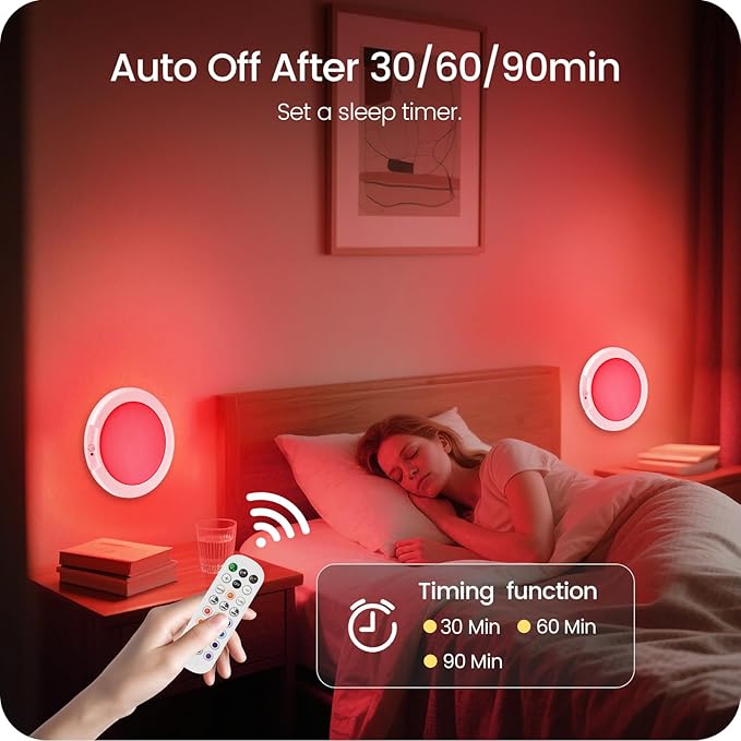 Motion Sensor Rechargeable Shower Light for Inside Shower with Remote, RGBW Battery Operated Ceiling Light, Wireless, Color-Changing Ambient Light, Warm-to-Cool Whites, Dimmable, Timer, Magnetic