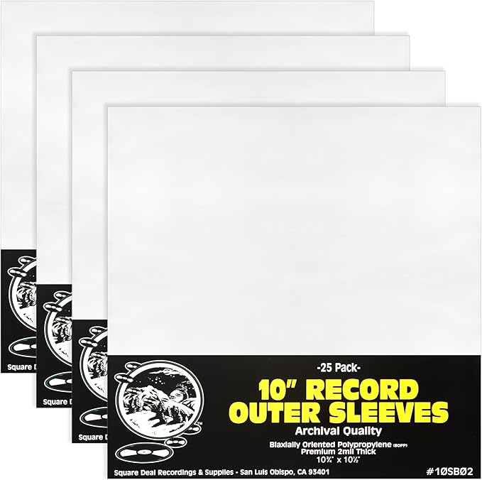 10" Record Outer Sleeves - Super Clear Premium 2 Mil Thick - Archival Quality BOPP - 10SB02 (100)