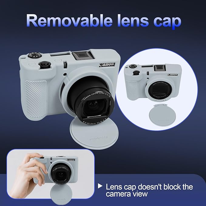 EASY HOOD V1 Case, Silicone Camera Cover with Removable Lens Cover, Soft Protector Lightweight Carrying Body Skin for Canon PowerShot V1 Digital Camera - Light Gray