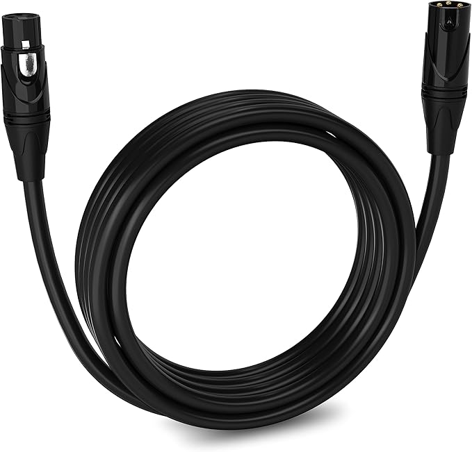 LyxPro Quad Series 15 ft XLR 4-Conductor Star Quad Balanced Microphone Cable for High End Quality and Sound Clarity, Extreme Low Noise, Black