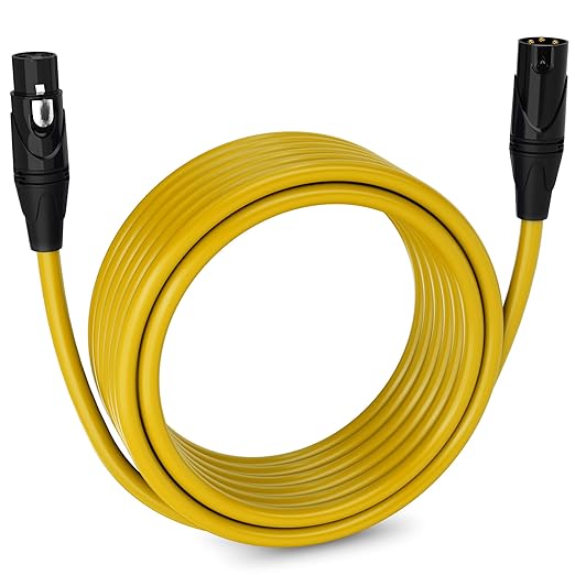 LyxPro 25 Feet XLR Microphone Cable Balanced Male to Female 3 Pin Mic Cord for Powered Speakers Audio Interface Professional Pro Audio Performance and Recording Devices - Yellow