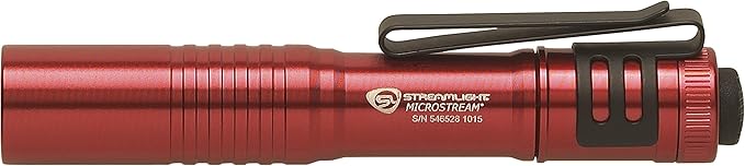 Streamlight 66323 MicroStream 45-Lumen 420-Candela EDC Ultra-Compact Flashlight with AAA Alkaline Battery, Clear Retail Packaging, Red
