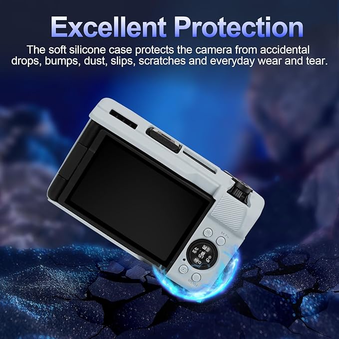 EASY HOOD V1 Case, Silicone Camera Cover with Removable Lens Cover, Soft Protector Lightweight Carrying Body Skin for Canon PowerShot V1 Digital Camera - Light Gray