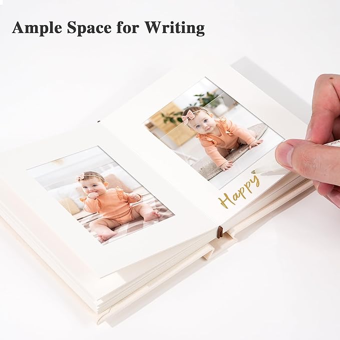 Vienrose Polaroid Photo Album with Writing Space – 2x3 Photo Album for Instax Mini & Polaroid Go, 26 Pockets Wedding Travel Scrapbook, Small Linen Album for Instant Photos, Dark Gray