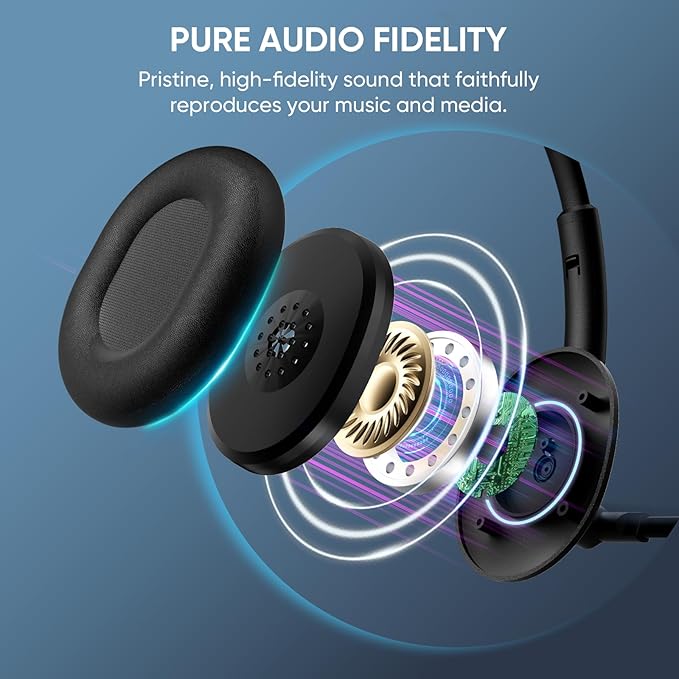USB Headset with 290° Rotating Noise-Canceling Microphone, USB-A/Type C/ 3.5mm Wired Lightweight Office Headphone with Mute Button & Volume Control for PC, Mac, Cell Phone, Zoom Calls