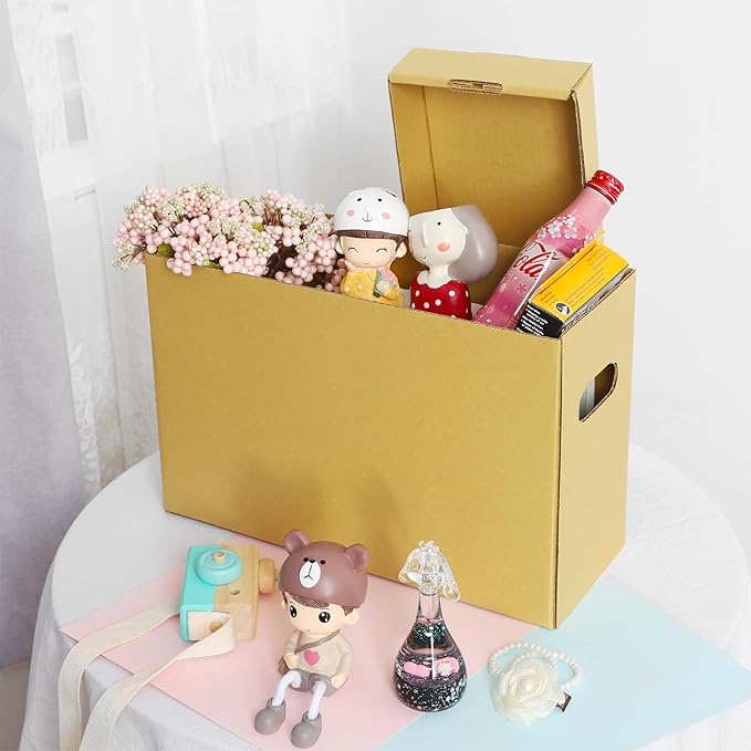 Lineco Archival Record Storage Cartons, Ready-To-Assemble Filing Boxes for Organizing and Storing Documents, Prints, or Photos. Acid-Free, Buffered Corrugated Board, 6x15 x10in, Tan, Pack of 5