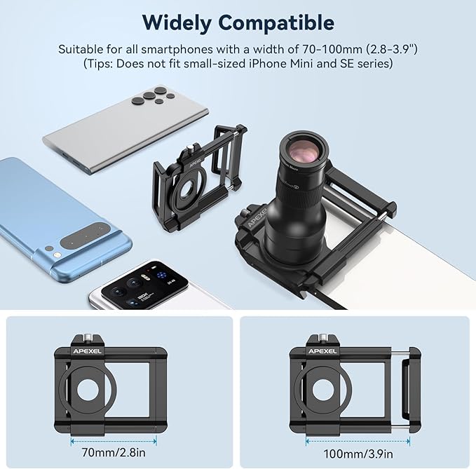 APEXEL 2-in-1 Telephoto Lens & 150mm Macro Lens for | 6X Telephoto and Macro Lens Kit with Universal Clip | Compatible with 16/15/14/13 Pro/Max, Samsung and Android Smartphones