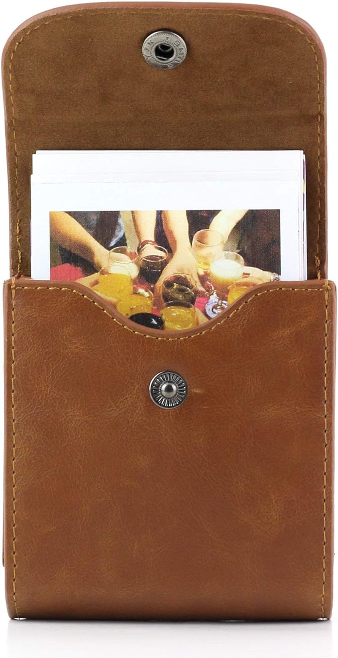 WOGOZAN SQ Photo Pouch Album for Fujifilm Instax Square SQ40 SQ1 SQ20 SQ10 SQ6 SP-3 Instant Camera Film 2.9x3.4 Inch Film Accessories Case Bag with Soft PU Leather Material (Brown)