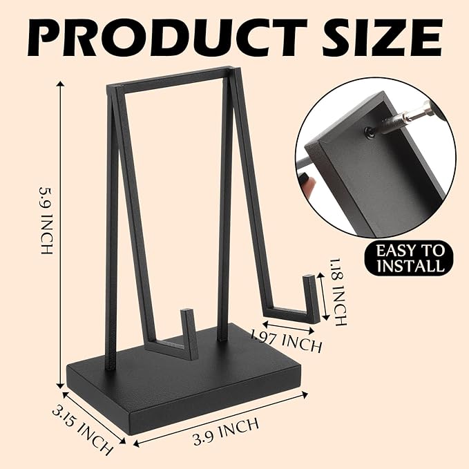 Shimeyao Metal Display Easel Stand 6 x 4 x 3 Inch Black Tabletop Easel Stand Modern Abstract Tabletop Display Holder for Books Plate Photo Frame Artwork Record Albums