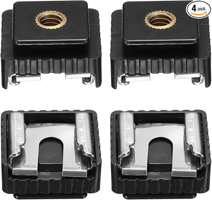 PATIKIL Hot Shoe Adapter 1/4" Female, 4 Pcs Hot Shoe Mount Adapter Camera Mount Screw Camera Video Light Converter for Microphone Holder Accessories 0.55x0.91x0.87 Inch