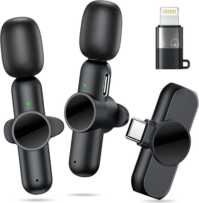 Wireless Lavalier Microphone for iPhone/iPad/Android Phone, Professional Mini Microphone Plug-Play Wireless Mic for Interview Video Podcast YouTube TikTok