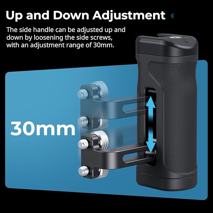 SmallRig Lightweight Mini Side Handle Kit with 1/4"-20 Threaded Holes & NATO Clamp, Load Capacity Up to 10kg / 22lbs, Ergonomic Camera Handle for Left or Right Hand, Up and Down Adjustable