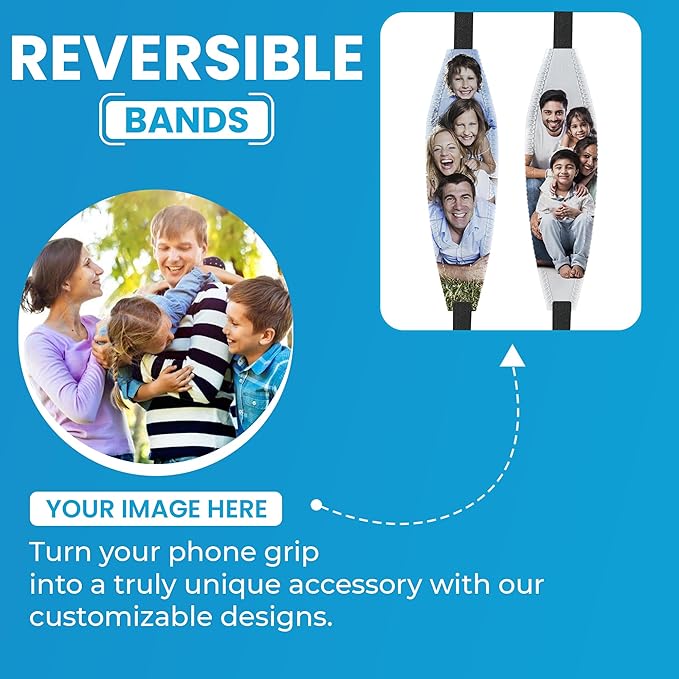 Switchbands Universal Phone Grip Strap – Customizable Phone Holder for Hand, Wireless Charging Safe Phone Handle Grip, Reuseable Phone Strap for iPhone, Samsung & Android Cases - Neon Orange