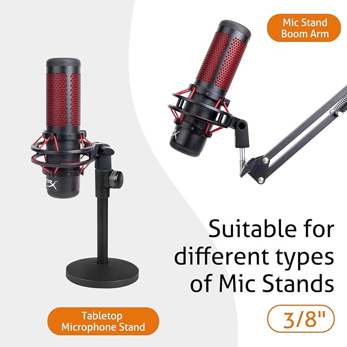 SUNMON Microphone Mount Adapter for HyperX QuadCast, Replacement for HyperX QuadCast Mount Adapter, Mic Stand Adapter for 3/8" Boom Arm