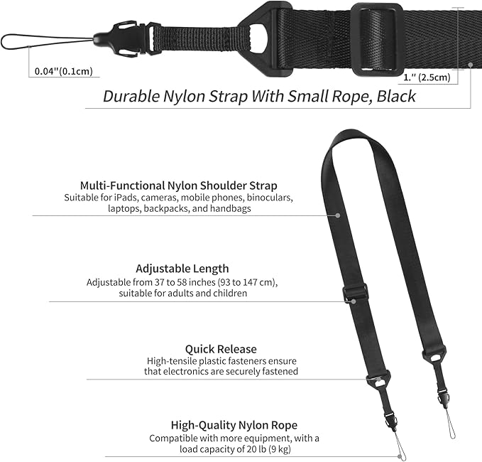 5 Pack Replacement Nylon Neck Lanyard, Universal Shoulder Strap Replacement Nylon Neck Lanyard, Comfortable Adjustable Shoulder Strap for iPad, Camera, Crossbody Bag, Binocular, Tablet