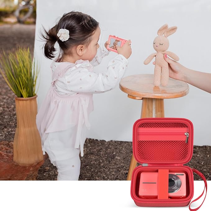 Case Compatible with VAHOIALD FHD 1080P Digital Camera/for CAMKORY Digital Point and Shoot/for Kodak PIXPRO FZ45-BK 16MP Vlogging/for IWEUKJLO/for Nsoela, Holder for SD Card More (Red)