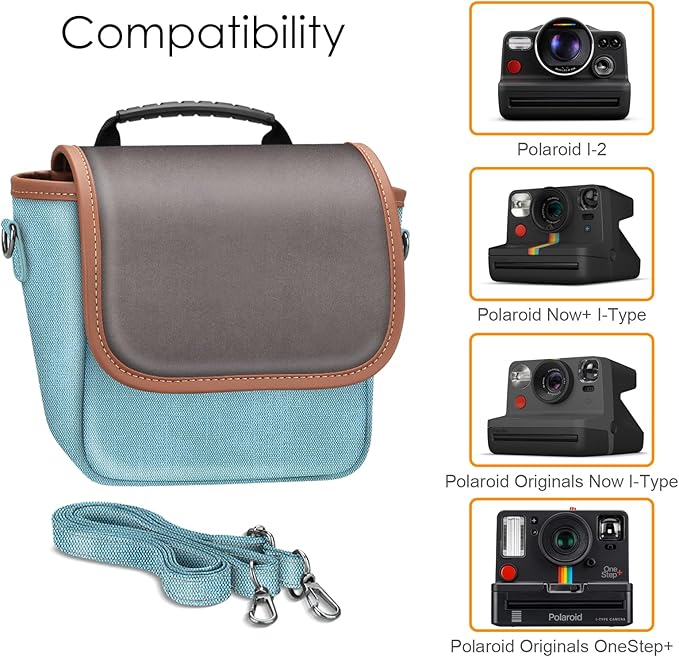 Fintie Camera Bag Compatible with Polaroid Now+ Generation 3/2/1 I-Type, Polaroid Now Gen 3rd/2nd/1st, OneStep 2 VF, I-2 Instant Film Camera Travel Shoulder Case with Adjustable Strap Accessories