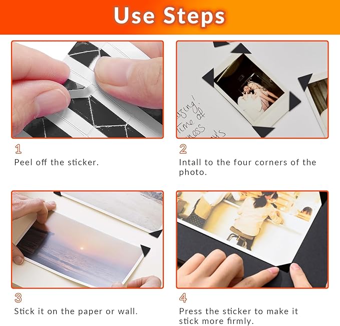 Photo Corner Stickers, 2040 Pcs 20 Sheets Photo Corners Self Adhesive, Scrapbook Photo Corners for Scrapbooking, Memory Books, DIY Picture Album, Journal Diary (Black and White)