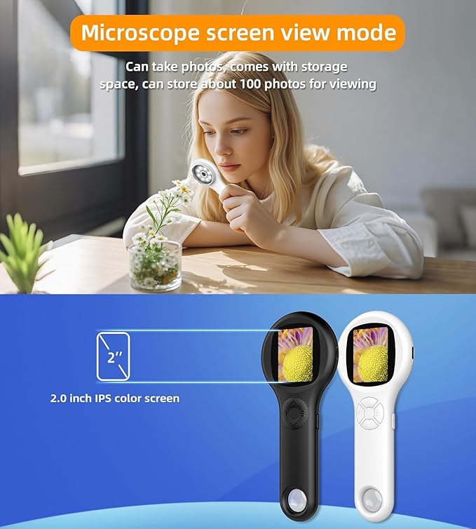 Microscope for Kids - Mini Pocket Handheld Microscope for Toddlers-STEM Educational Science Kit Toys for Christmas Birthday Gifts Toys for 5 6 7 8 9 10 11 12 Year Old Girls