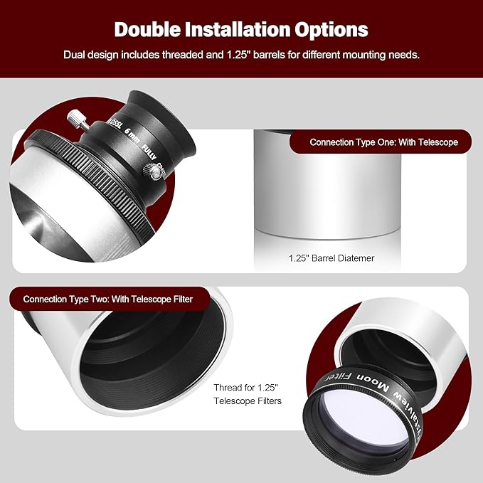 Astromania Telescope Eyepiece Set 1.25 Inch, Plossl Eyepiece Kit Includes 6mm 12.5mm 20mm Telescope Lense 4-Element Fully Multi-Coated & Filter Thread, Telescope Accessory Kit for Astronomy Telescopes