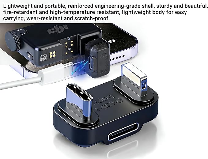 U Shape Microphone Lighting OTG Adapter Converter Compatible with DJI Mic 3 Mic 2 and DJI Mic mini and Other Wireless Microphones for iPhone 14 13 12 11 8 XS (with Charging Function)