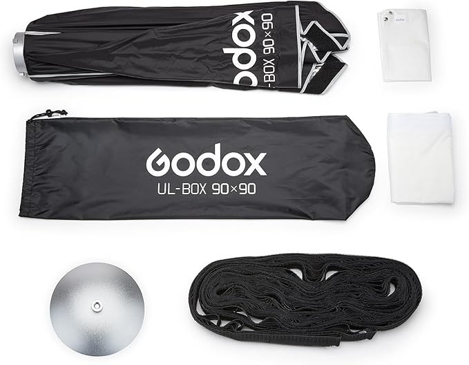 Godox 35”x35” Square Softbox with Bowens Mount, UL-BOX-90 35”/90cm Folding Quick Release Softbox Foldable Soft Box with Grid, Diffuser for Godox/SMALLRIG/Neewer/Aputure