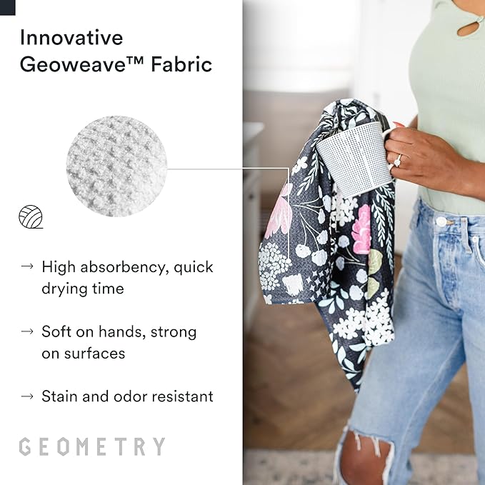 GEOMETRY Kitchen Tea Towels - Quick Dry Microfiber Dish Towels for Kitchen Create, 18" x 30" 1 Pack