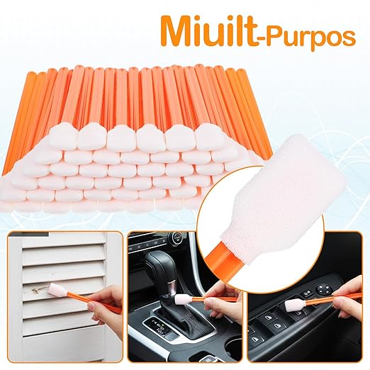 500 Pack Cleaning Swabs 5.1 Inch, Rectangular Foam Tips Sponge Sticks Sturdy Foam Cleaning Swabs for Printer, Electronics, Camera, Optical Lens, Sewing Machine(Orange)
