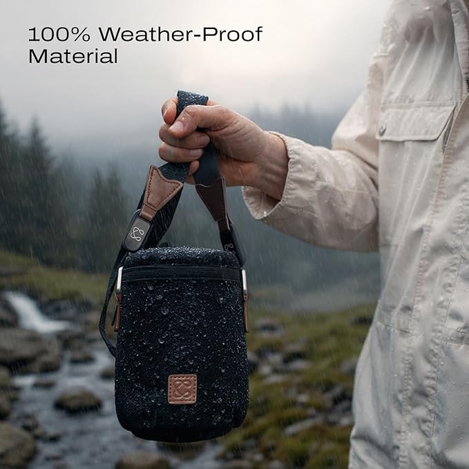 C Coiro Premium Camera Lens Case with Quick Release Strap, Water Resistant Protective Lens Pouch for DSLR Camera, 2 Size L and M, Compatible for Canon, Nikon, Sony, Pentax, Olympus