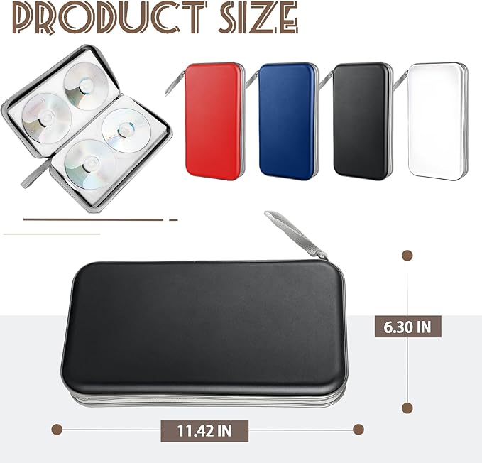 YILAG CD Case DVD Storage 2 Pack,100 Capacity DVD Cases Holder CD Storage Case Holders Plastic CD DVD Disc Case Storage Wallet Binder for Car Home Office Travel (Black&Blue)