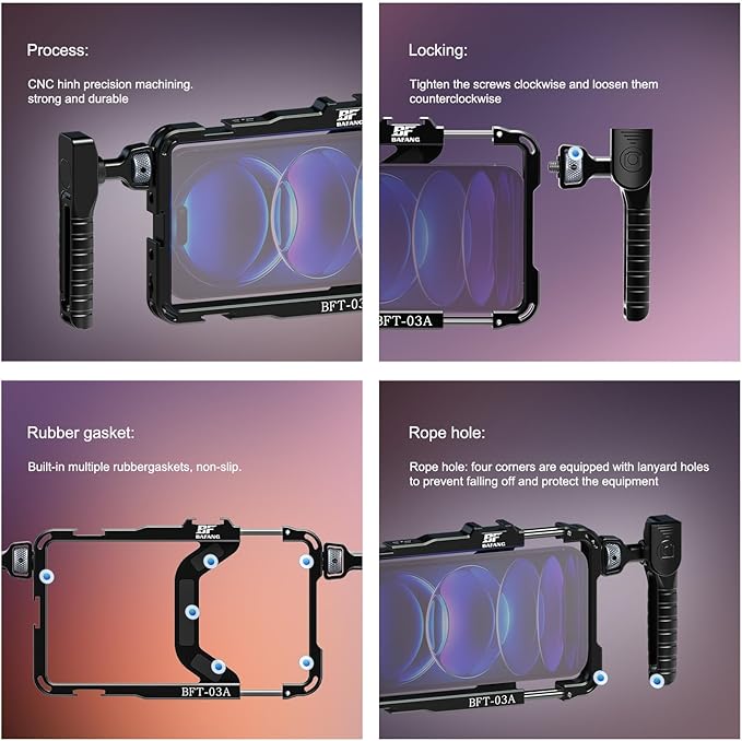 Universal Phone Cage, Smartphone Video Rig Kit with Handles, All-in-One Mobile Video Kit, Quick Release Universal Phone Video Rig Kit, Handheld Filmmaking Vlog Case Stabilizer for Videomaker