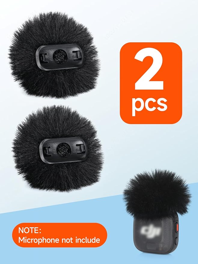 YOUSHARES Windscreen for DJI Mic 3 Transmitter (2 Pack) - Professional Wind Muff Pop Filter to Reduce Wind Noise - Easy Snap-on Design for DJI Mic 3 Wireless Microphone (Black)