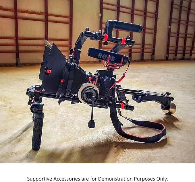 Filmcity Shoulder Rig Kit w Matte Box & Follow Focus for DSLR Cameras. Ergonomic & Stable, 6” to 9” Convertible Size. Adjustable Handles, ¼” Threads. Comfy Shoulder Pad, Quick Release Plate (FC-03)