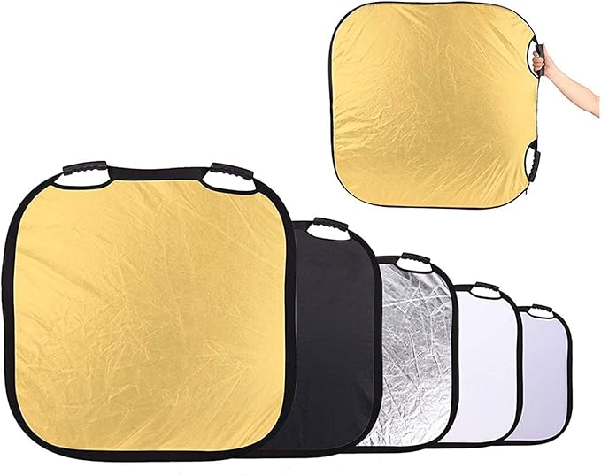 Selens 32 Inch Photography Reflector with Handle, 5 in 1 Collapsible Square Reflectors for Photo Studio Video Outdoor Accessories