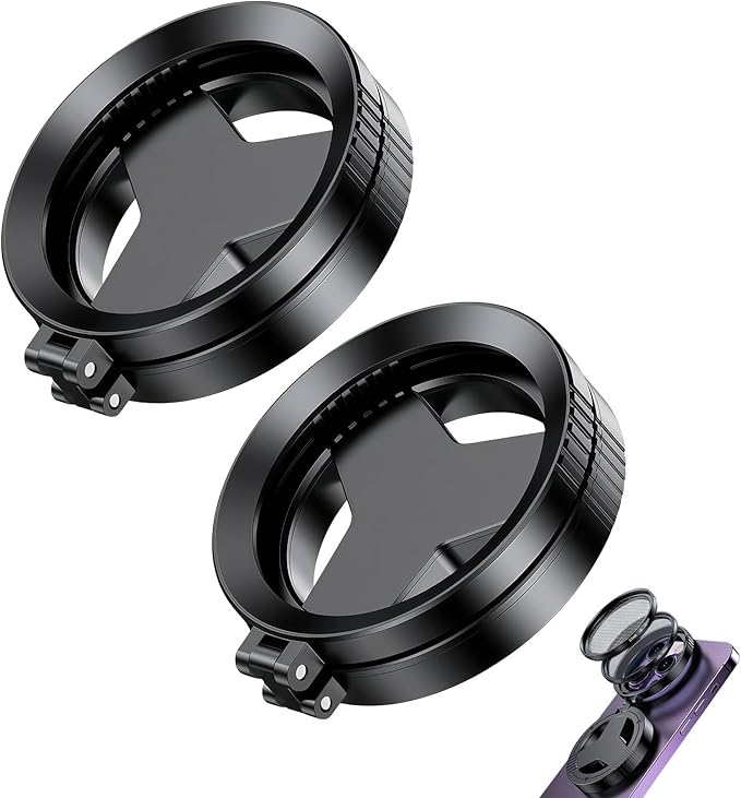 Anti-Glare Magnetic Phone Filter, Reduces Reflections Enhances Colors, Foldable Portable Polarizing Lens Attachment for Glass & Product Photography (2PCS)