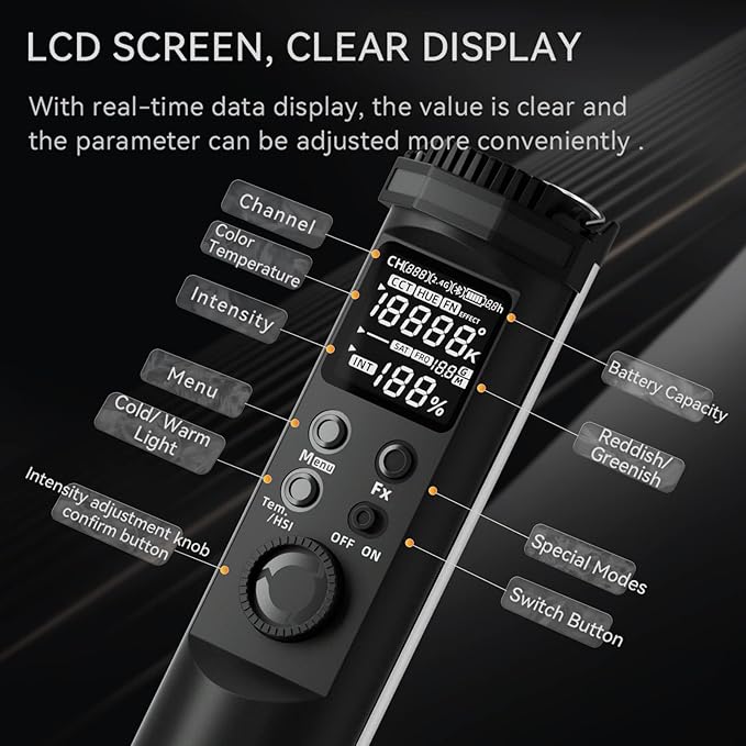 Yongnuo YN100 Soft LED Video Light, 30W 39" Handheld Wand Light, RGB Full Color 2000K-10000K, CRI95+ APP Remote Control for Studio, 31 Scene Effects Stick Light for Video and Photography