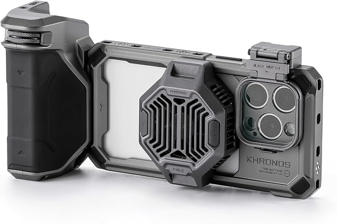 Tilta Khronos Advanced Kit Compatible with iPhone 15 Pro - Space Gray | Includes Phone Case, ND Filters, PD Focus Handle, and Cooling Fan