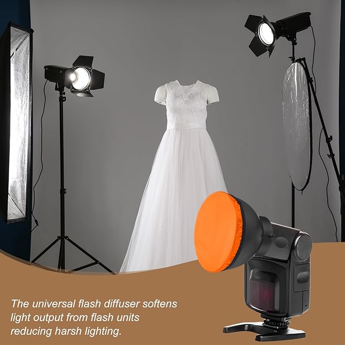PATIKIL 6.3" x 6.3" Soft Mini Flash Diffuser Cap, 5 Pack Universal Elastic Flash Diffuser Cover for DSLR Camera Flashlight, Orange