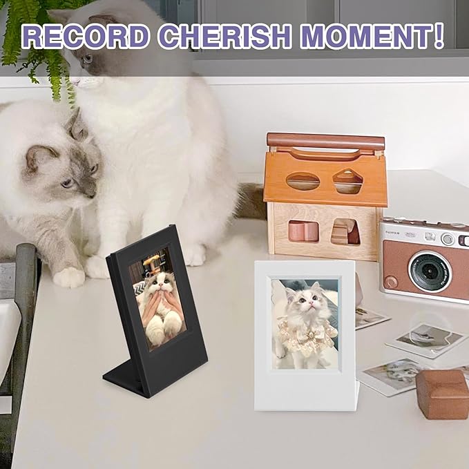 CAIYOULE Mini Picture Frame, 2.15x3.4 for Fujifilm Instax Mini 3-inch Films, PC Polaroid Frame Storage 10 Photos Desk Display - 4 Pack
