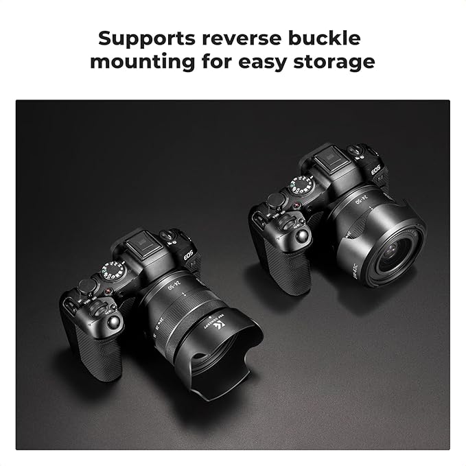 K&F CONCEPT Lens Hood Compatible with Canon RF 24-50mm f/4.5-6.3 is STM,EF-S 18-55mm f/3.5-5.6 is STM,EF-S 18-55mm f/4-5.6 is STM Lens, Reversible Snap on Camera Lens Shade Replacement of EW-63C Hood