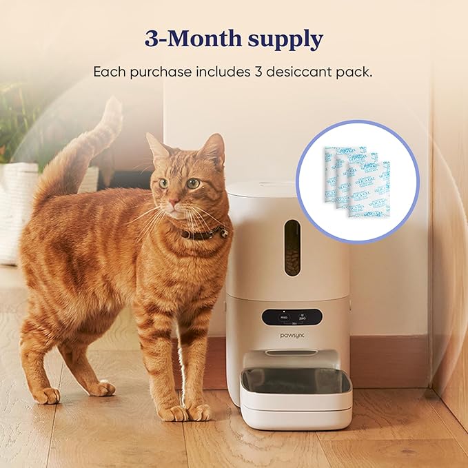 Pet Food Desiccant Bag, 3 Packs Upgrade Desiccant Packets with Color-Changing Reminder Keep Cat Food & Dog Food Dry and Fresh Lasts up to 3-Month in Total, PRD-R351-WUS