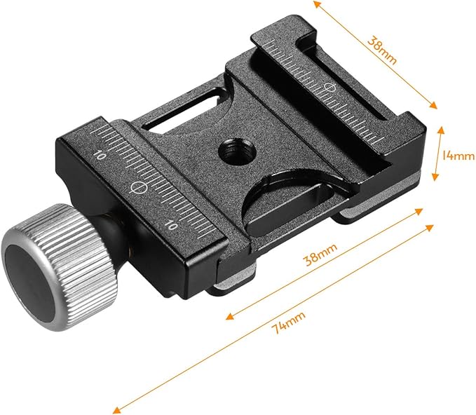 Andoer Quick Release Clamp 38mm Aluminum Screw Knob Clamp Compatible with Arca-Swiss QR Plate