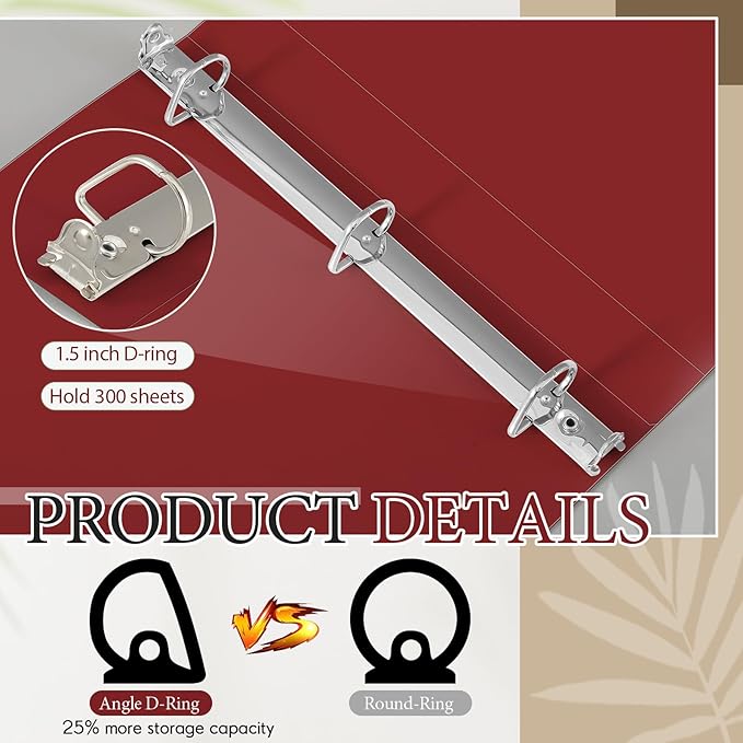 Humyoun 4 Pcs 11 x 17 Inch 3 Ring Binders 1.5 Inch Rings Heavy Duty View D Ring Binders Economy Holds 11" x 17" Paper for Artwork Blueprints, Office, Home, Work Places (Red)