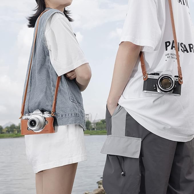 SMALLRIG Leather Camera Strap, Vintage Brown Genuine Leather Neck Shoulder Camera Strap for Canon, for Nikon, for Pentax, for Sony, for Fujifilm and for Digital Camera - 3485