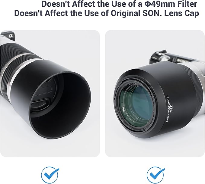 JJC ALC-SH115 Bayonet Reversible Lens Hood Shade for Sony E 55-210mm f/4.5-6.3 OSS SEL55210 Lens, Replaces Sony ALC-SH115 Lens Hood, Allows to Attach 49mm Filter & Sony Lens Cap, No Vignetting