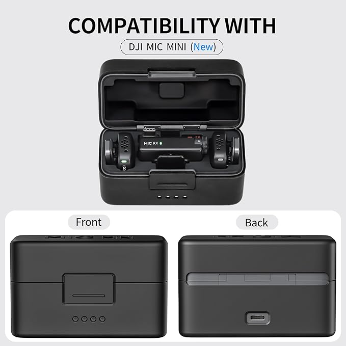 Carrying Case Compatible with DJI Mic Mini, Silicone Travel Waterproof Hard Protective Cover Case for DJI Mic Mini Microphone- Black